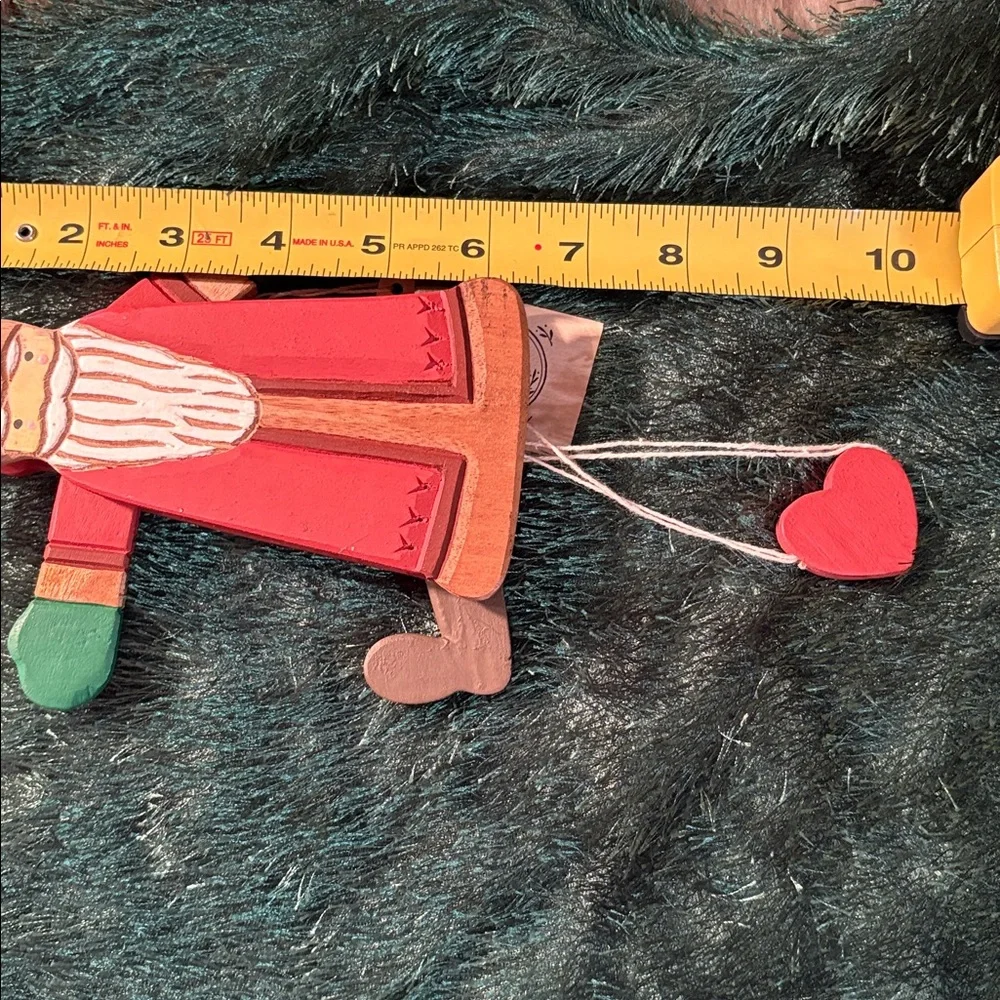 🆕Vintage MIDWEST IMPORTERS Folk Art Pull String Puppet Santa Ornament, OS